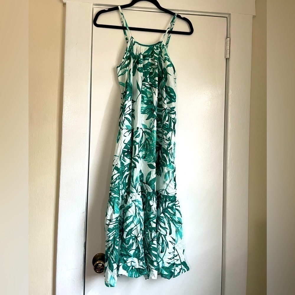 Boho Me White and‎ Green Flowy Dress Size Small NWT